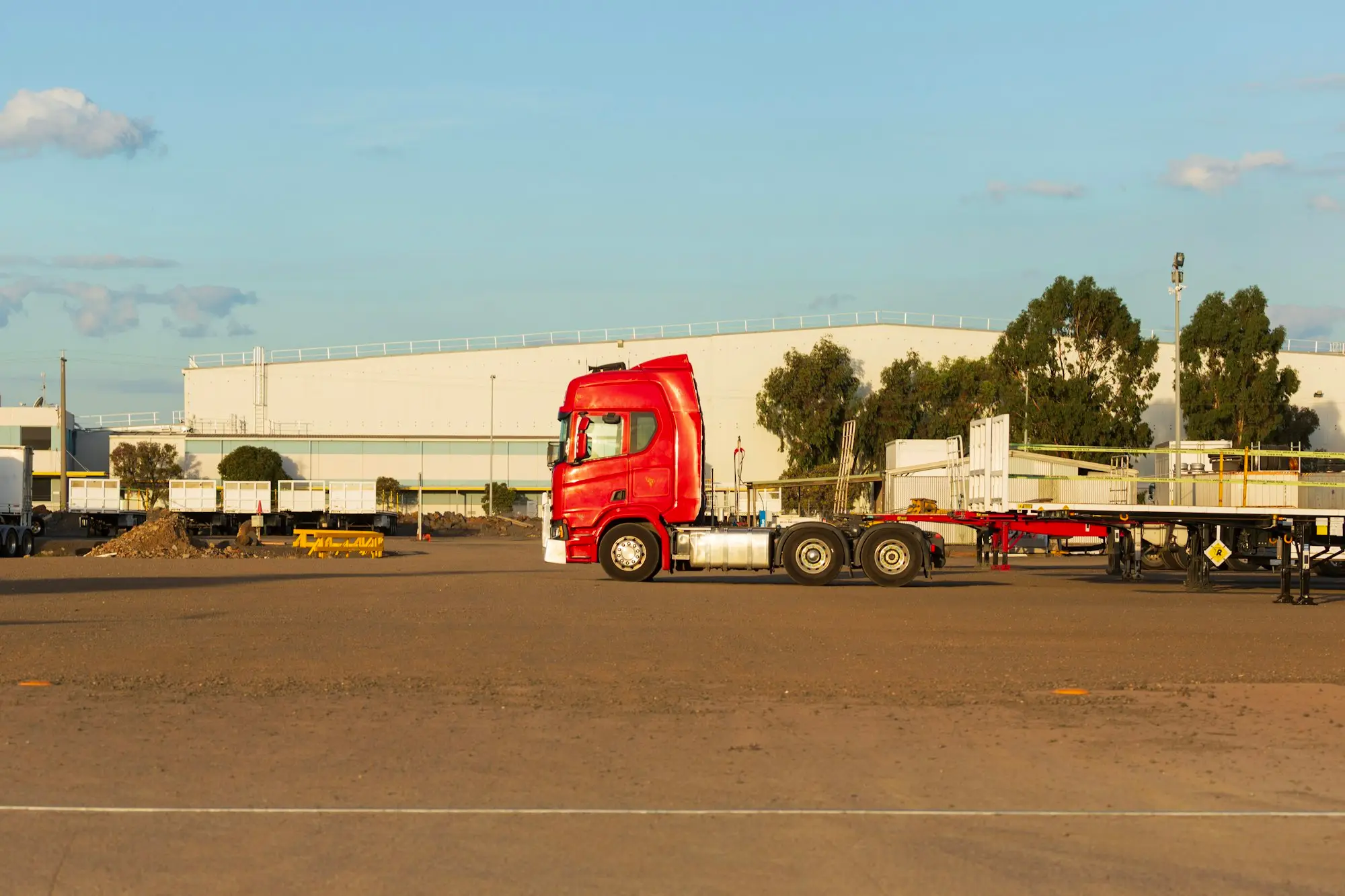 Prime mover and trailer at a logistics depot in Altona, Victoria